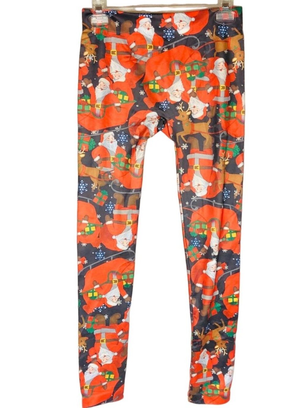 No Boundaries leggings Christmas Santa red black polyester blend medium 7/9 READ